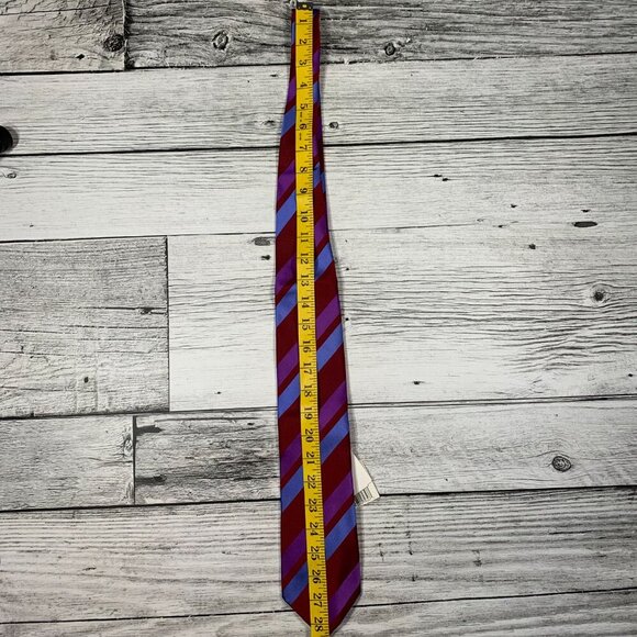 NWT Kenneth Cole Reaction 100% Silk Striped Print Tie - Picture 6 of 7